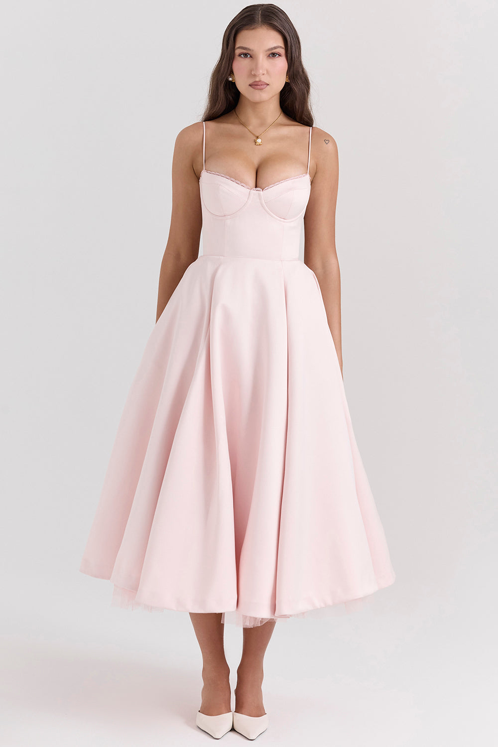 Rachel – Vestido Midi Sin Mangas con Corsé
