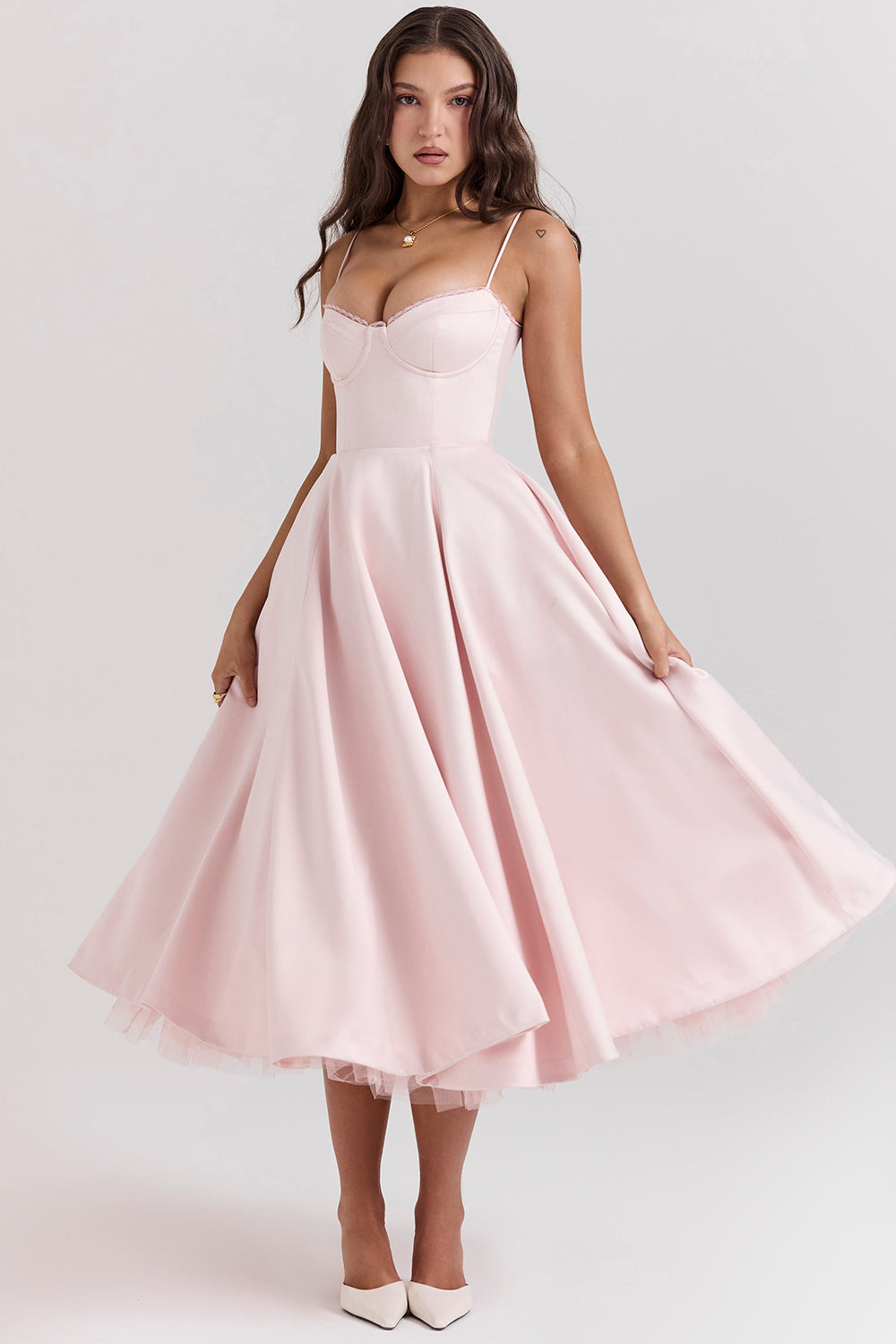 Rachel – Vestido Midi Sin Mangas con Corsé
