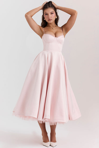 Rachel – Vestido Midi Sin Mangas con Corsé