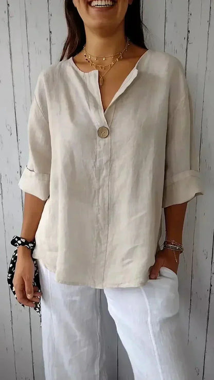 Anamae™ - Camicia a Maniche Medie e Collo a V