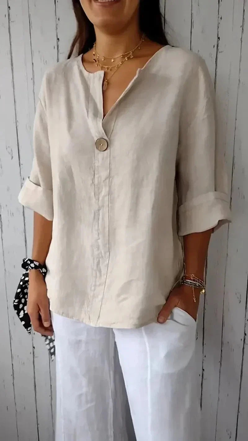 Anamae™ - Camicia a Maniche Medie e Collo a V