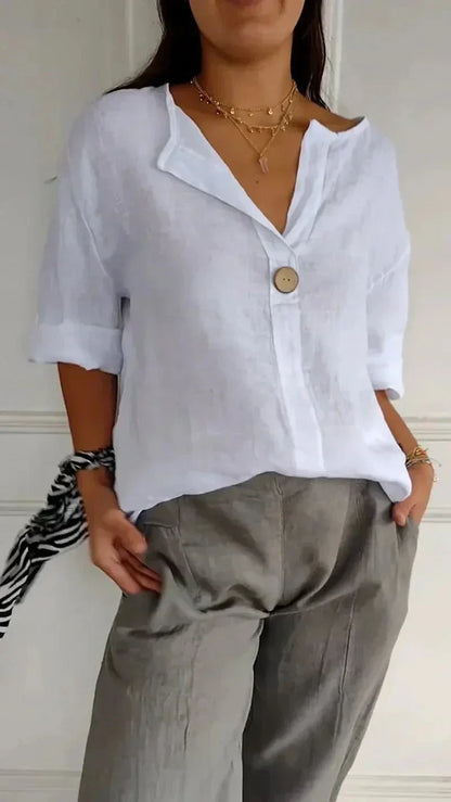 Anamae™ - Camicia a Maniche Medie e Collo a V