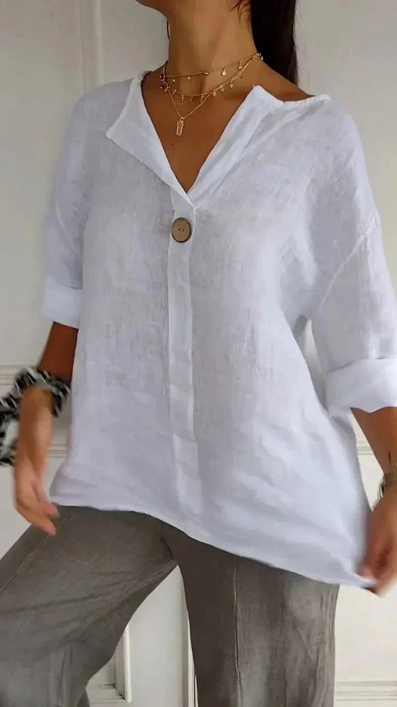 Anamae™ - Camicia a Maniche Medie e Collo a V