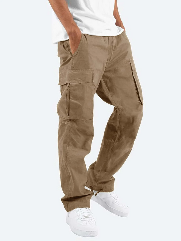 Pantaloni cargo da uomo ampi con tasche laterali tinta unita