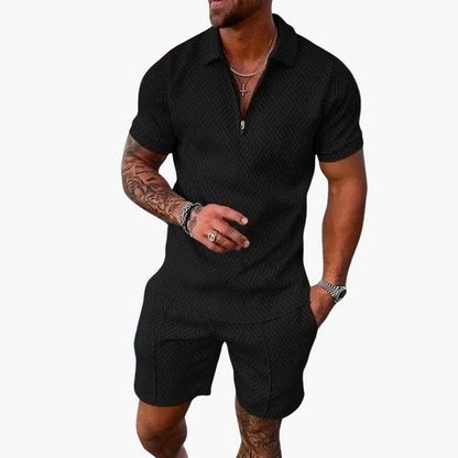 Ensemble Homme Polo Zippé et Short Style Moderne Décontracté Été
