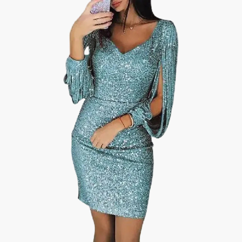 Robe de soirée femme élégante à paillettes style glamour pour événements et fêtes