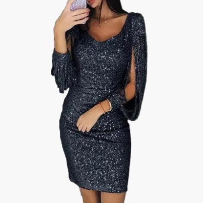 Robe de soirée femme élégante à paillettes style glamour pour événements et fêtes