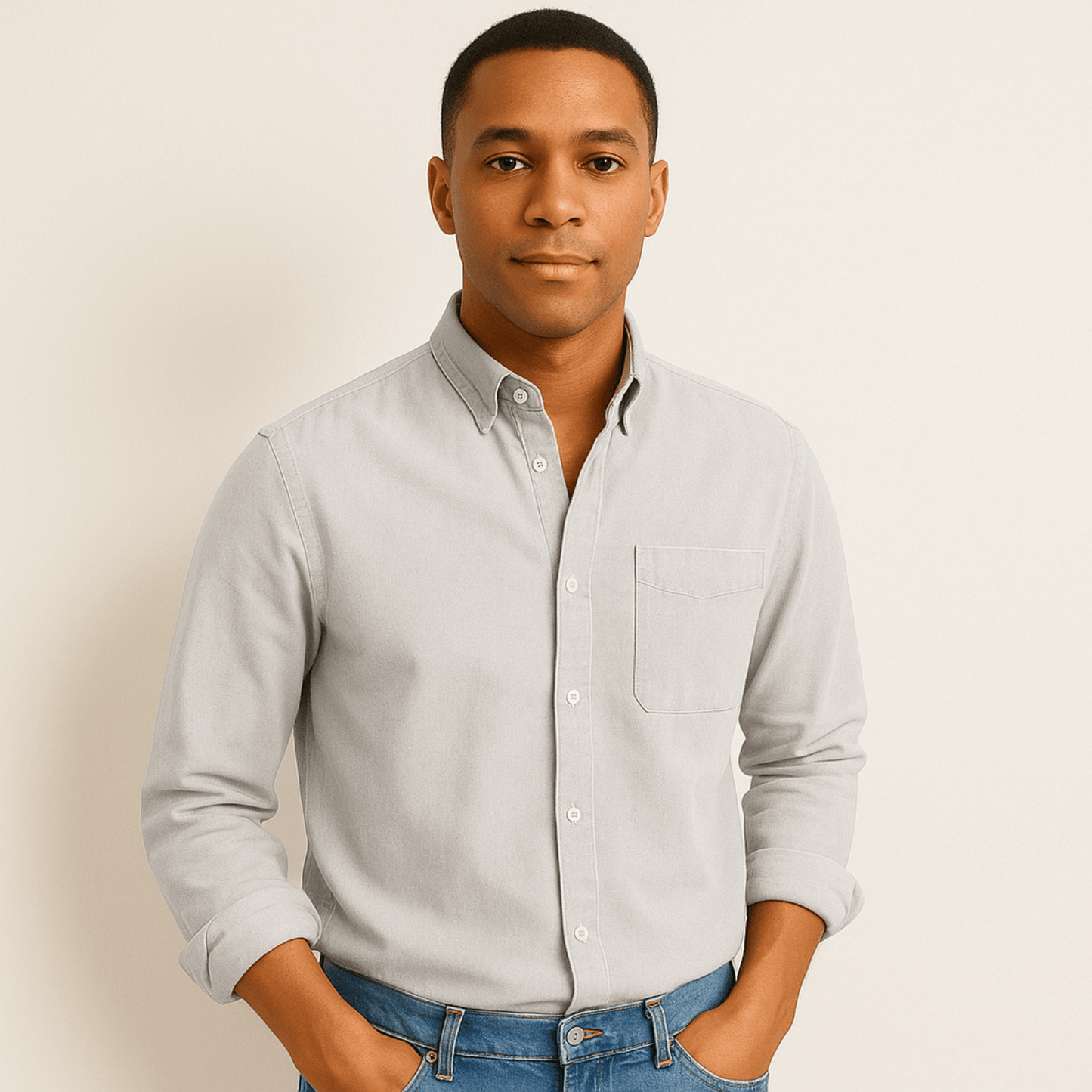 Camisa de hombre elegante de manga larga estilo clásico para todas las ocasiones