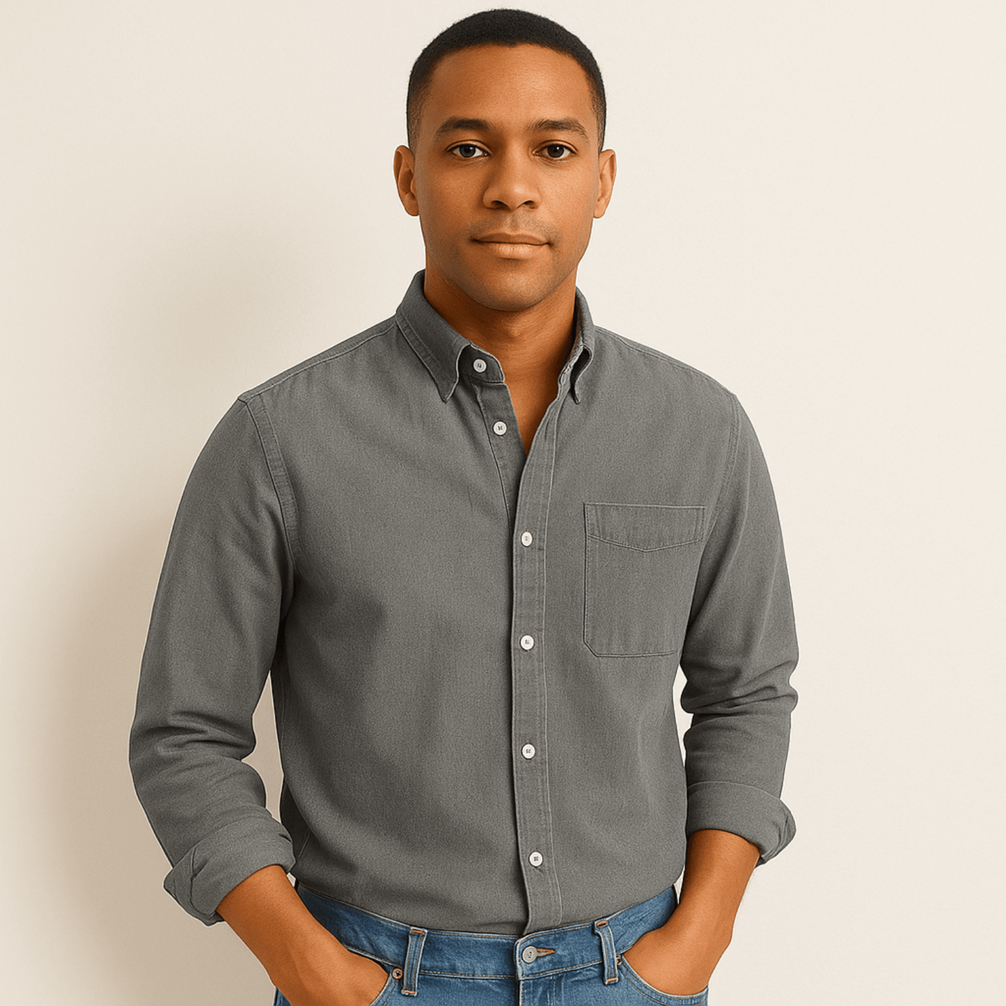 Camisa de hombre elegante de manga larga estilo clásico para todas las ocasiones