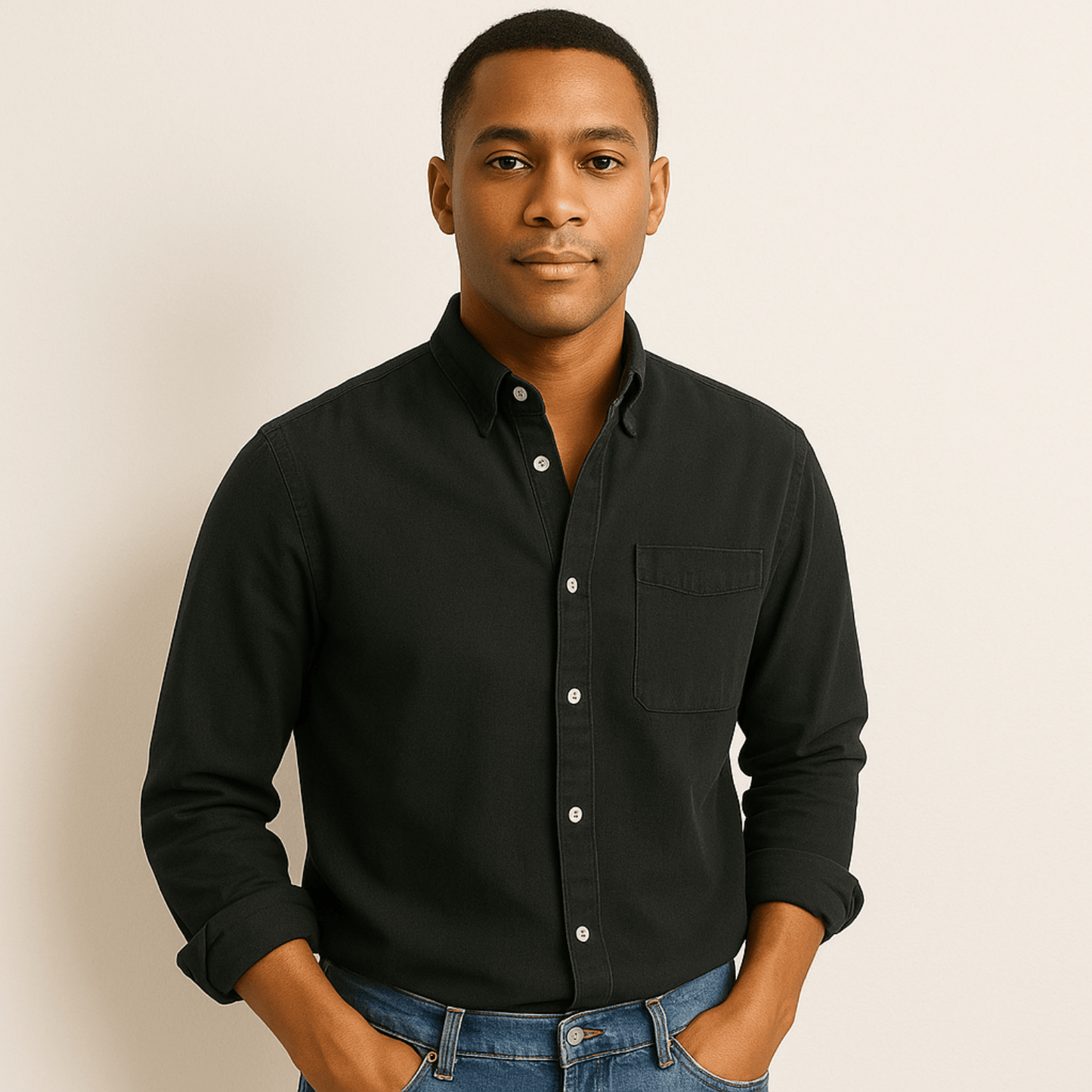 Camisa de hombre elegante de manga larga estilo clásico para todas las ocasiones