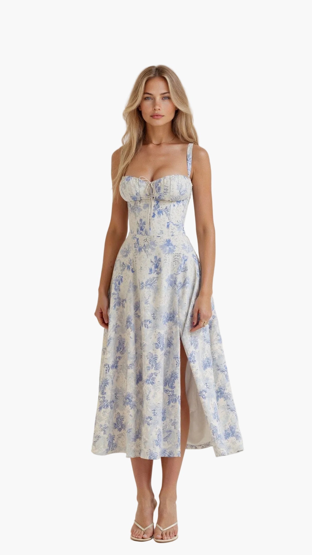 Robe Midi Corset Femme – Élégance Florale et Style Romantique pour Occasions Spéciales