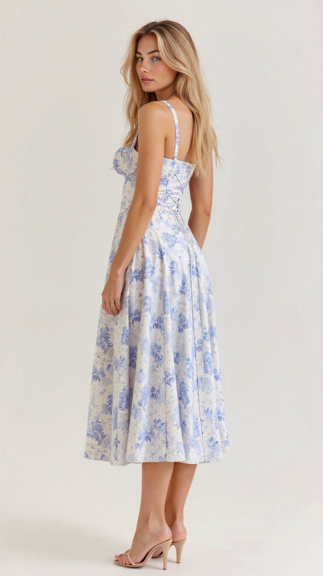 Robe Midi Corset Femme – Élégance Florale et Style Romantique pour Occasions Spéciales