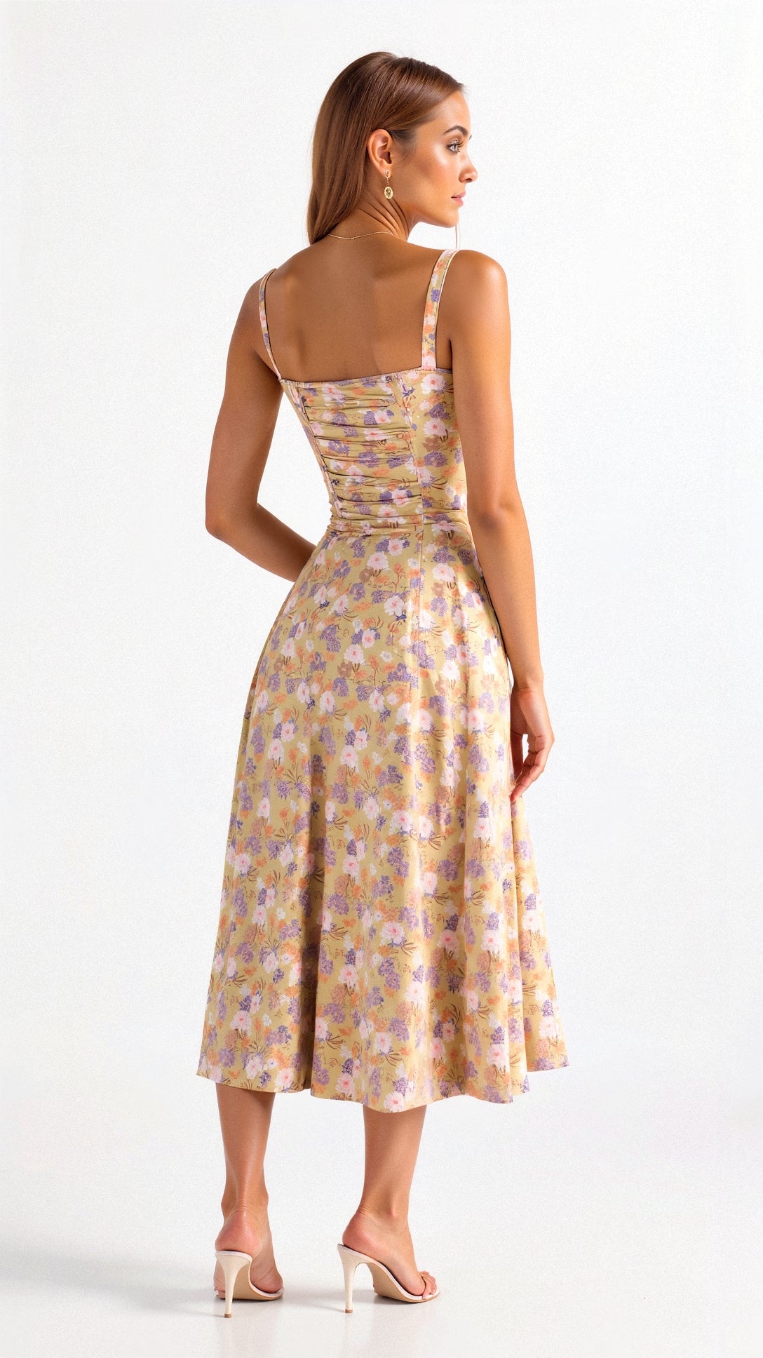 Robe Midi Corset Femme – Élégance Florale et Style Romantique pour Occasions Spéciales
