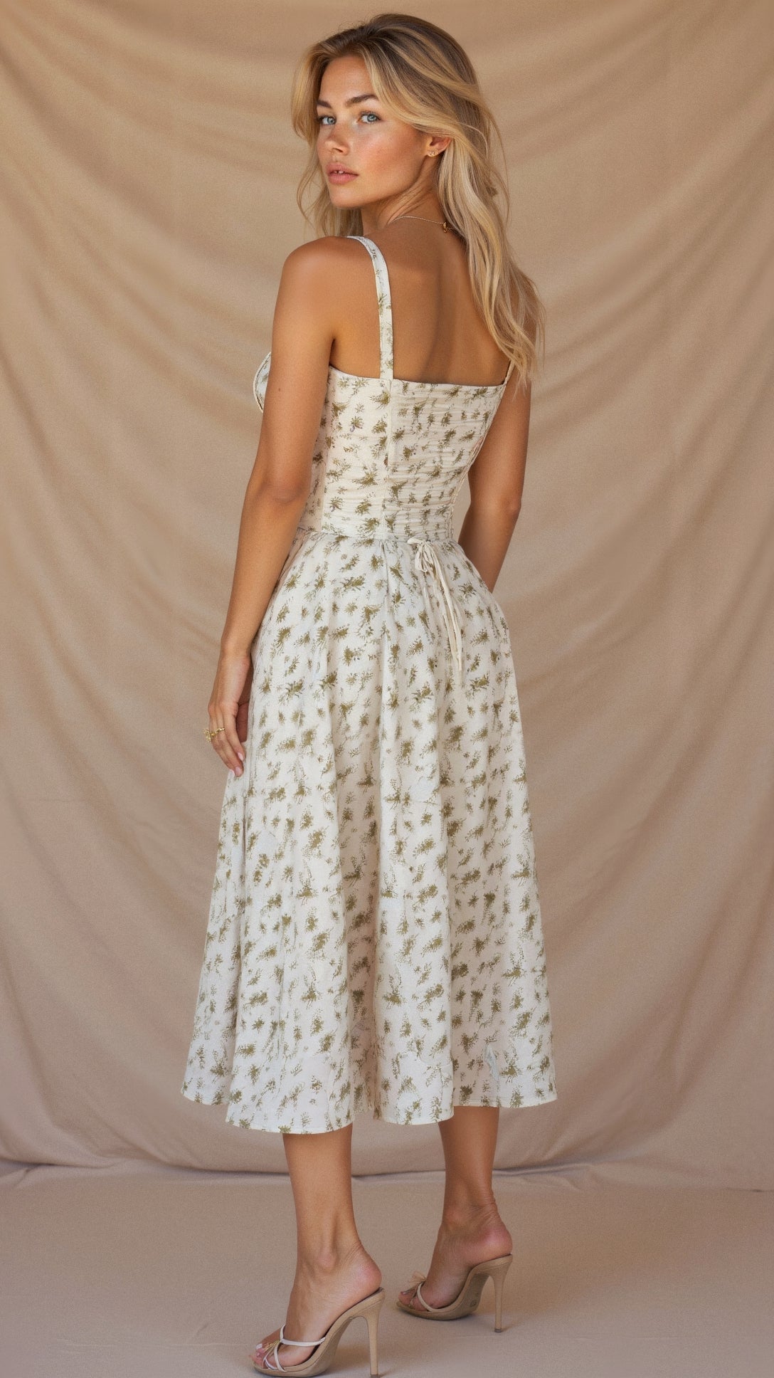 Robe Midi Corset Femme – Élégance Florale et Style Romantique pour Occasions Spéciales