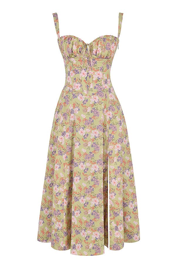 Robe Midi Corset Femme – Élégance Florale et Style Romantique pour Occasions Spéciales