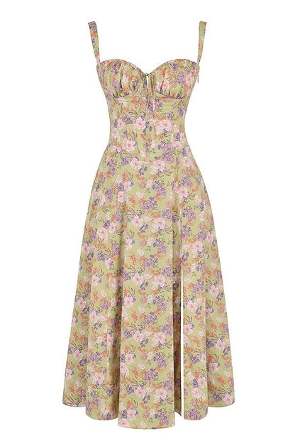 Robe Midi Corset Femme – Élégance Florale et Style Romantique pour Occasions Spéciales