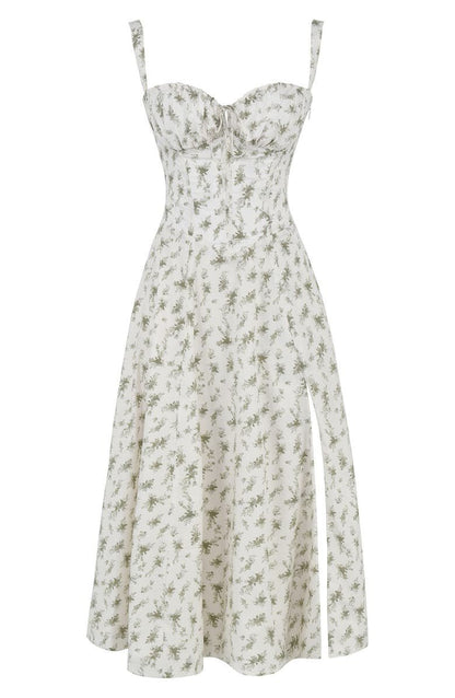 Robe Midi Corset Femme – Élégance Florale et Style Romantique pour Occasions Spéciales