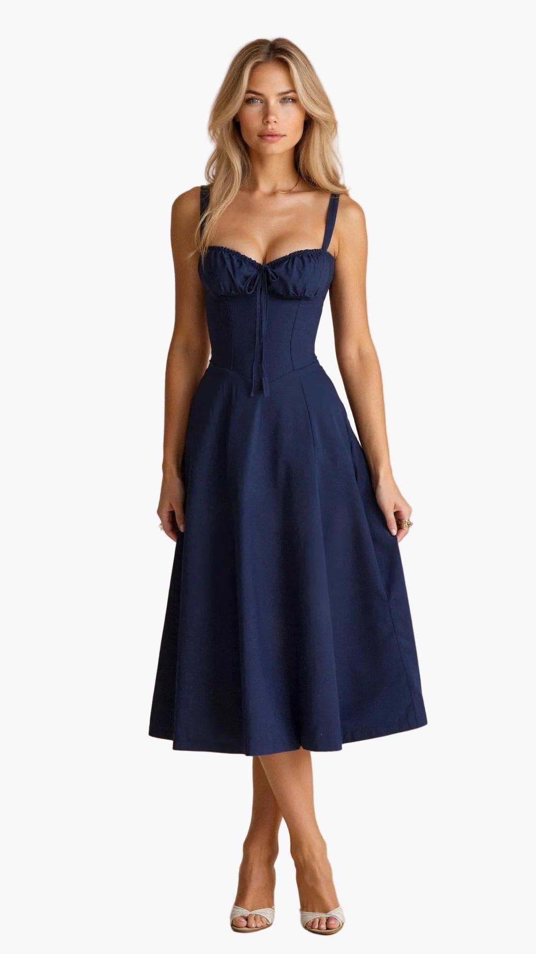 Robe Midi Corset Femme – Élégance Florale et Style Romantique pour Occasions Spéciales