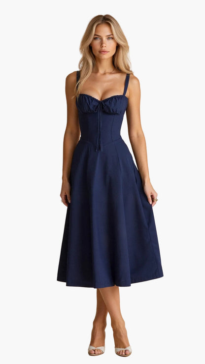 Robe Midi Corset Femme – Élégance Florale et Style Romantique pour Occasions Spéciales