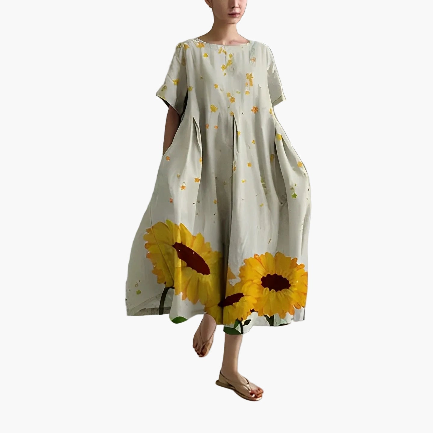 Robe décontractée imprimée fleurie pour femme, style ample et moderne, idéale pour l'été