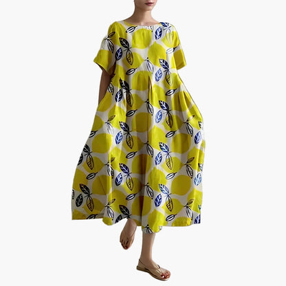 Robe décontractée imprimée fleurie pour femme, style ample et moderne, idéale pour l'été