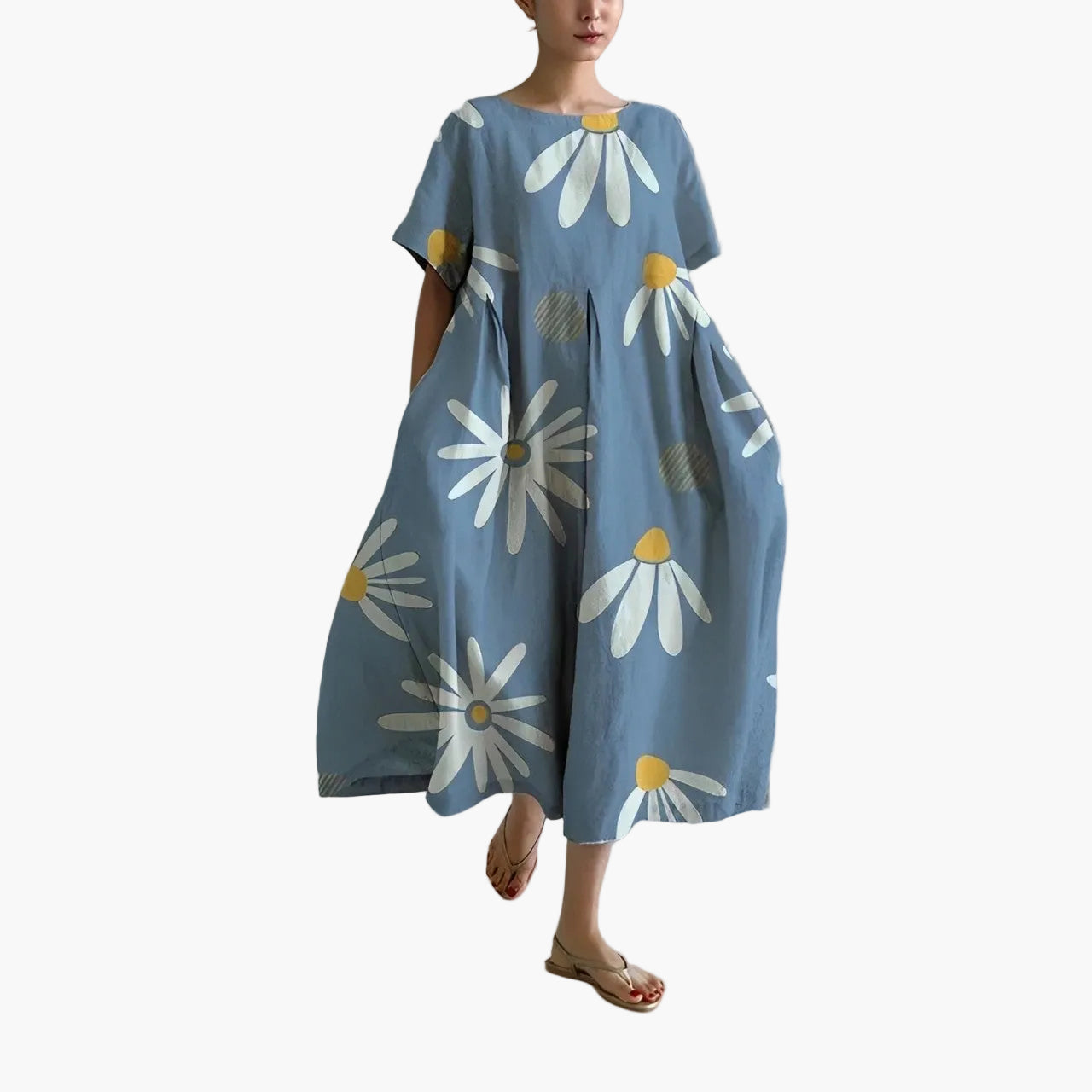 Robe décontractée imprimée fleurie pour femme, style ample et moderne, idéale pour l'été