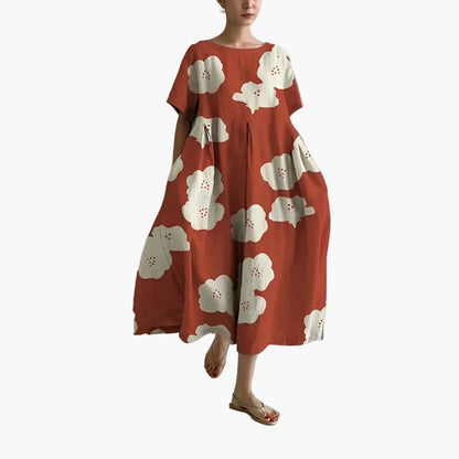 Robe décontractée imprimée fleurie pour femme, style ample et moderne, idéale pour l'été