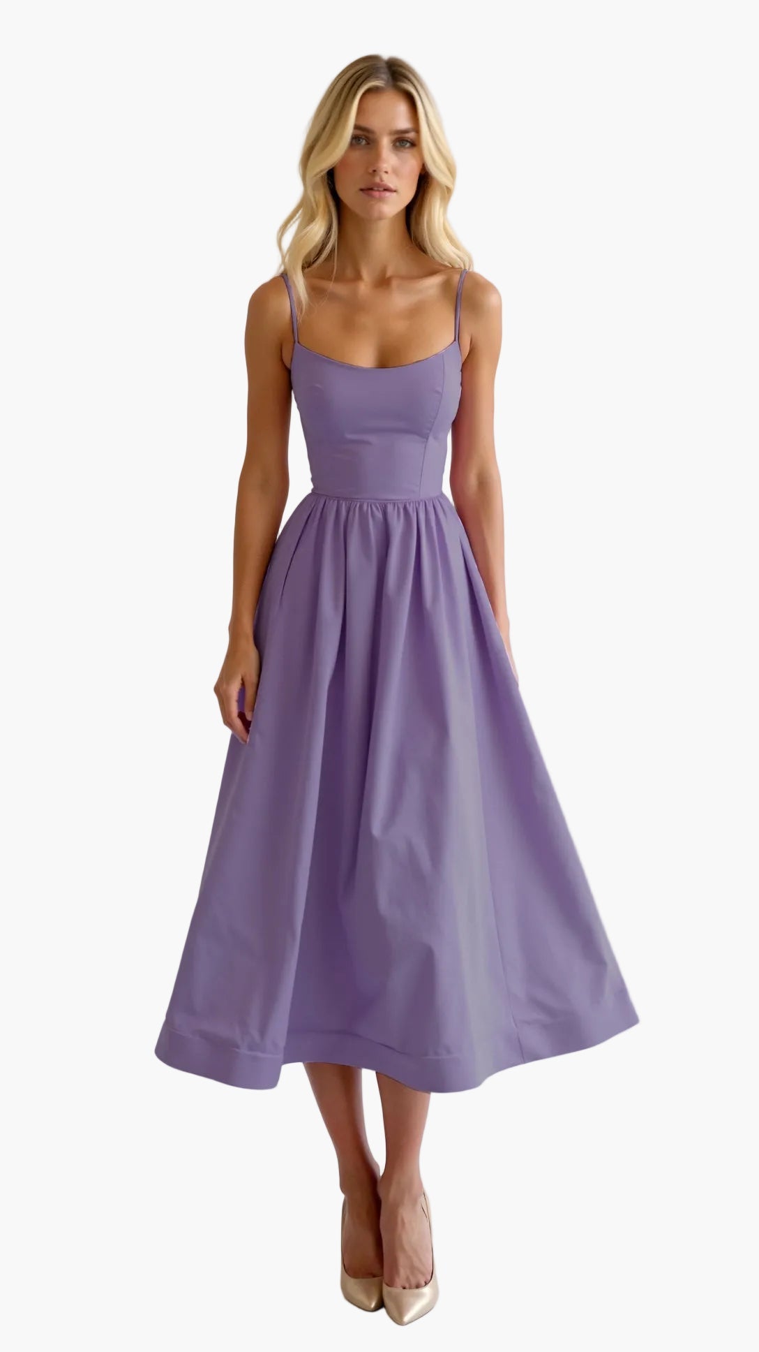 Robe midi fluide femme style élégant pour occasions spéciales ou été