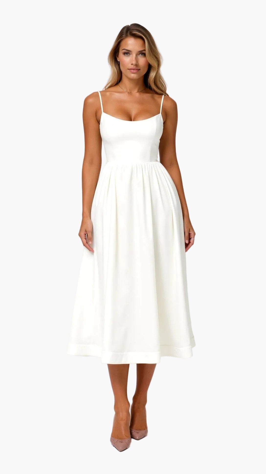 Robe midi fluide femme style élégant pour occasions spéciales ou été