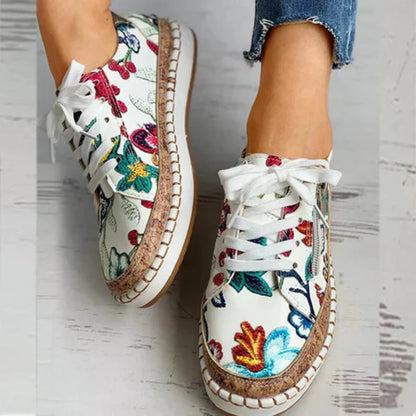Baskets décontractées pour femme style floral brodé – Mode urbaine et confort quotidien