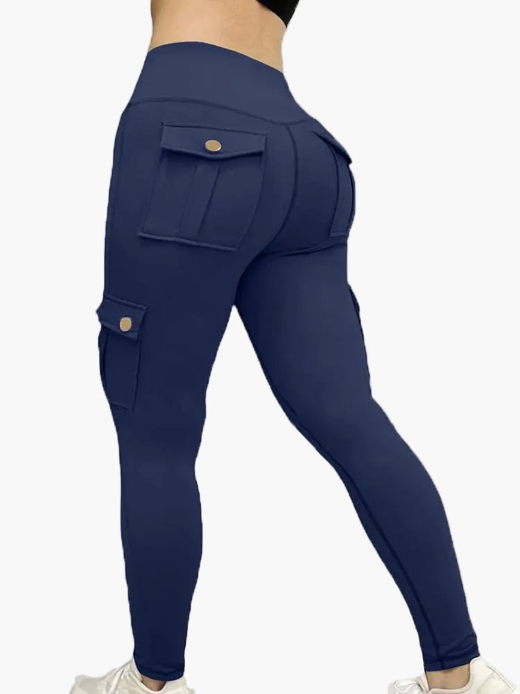 Legging cargo de sport femme taille haute style fitness avec poches – Look tendance et maintien optimal