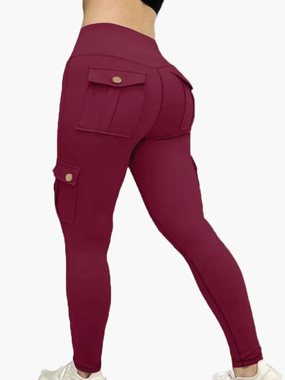 Legging cargo de sport femme taille haute style fitness avec poches – Look tendance et maintien optimal