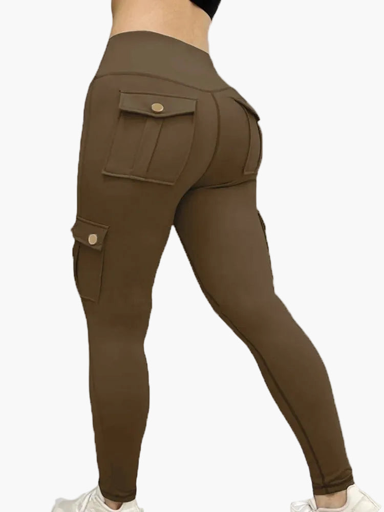 Legging cargo de sport femme taille haute style fitness avec poches – Look tendance et maintien optimal