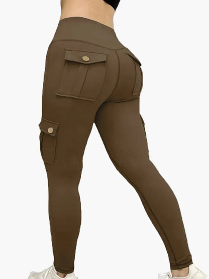 Legging cargo de sport femme taille haute style fitness avec poches – Look tendance et maintien optimal