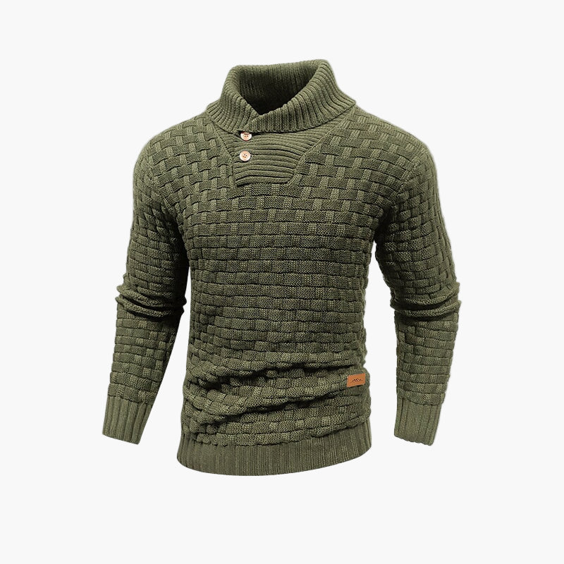 Heren trui met opstaande kraag en knopen – Chic gebreide stijl voor herfst en winter