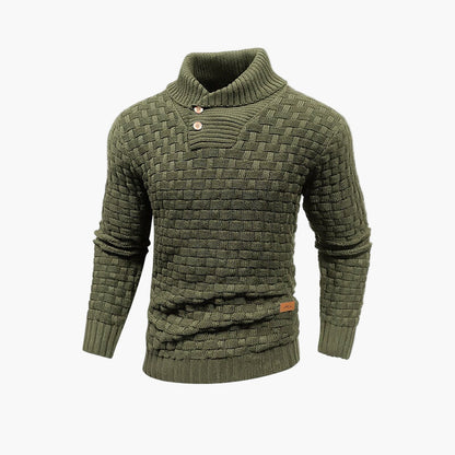 Heren trui met opstaande kraag en knopen – Chic gebreide stijl voor herfst en winter