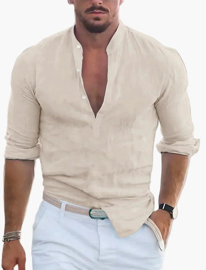 Camisa de Verano para Hombre Elegante y Casual – Mangas Largas, Estilo Moderno, Ideal para la Temporada Calurosa