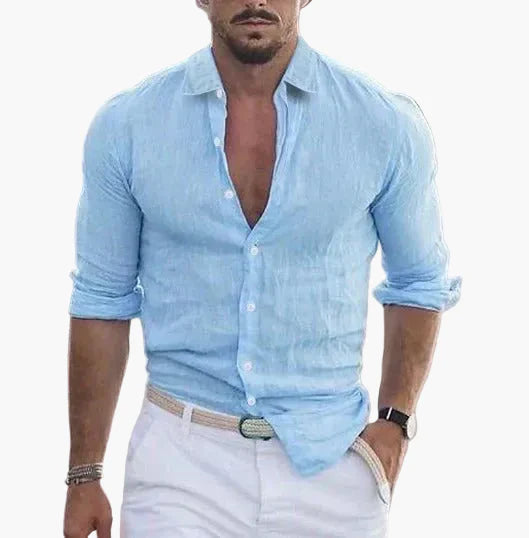 Camisa de Verano para Hombre Elegante y Casual – Mangas Largas, Estilo Moderno, Ideal para la Temporada Calurosa