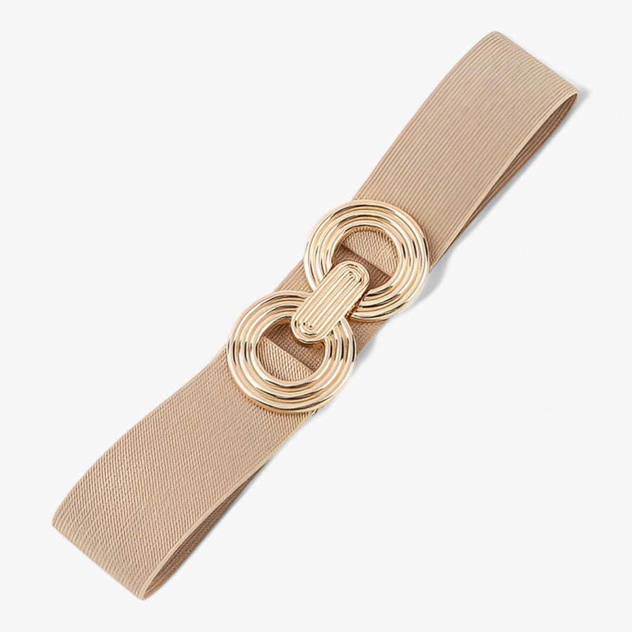 Zwarte elastische damesriem met decoratieve gouden gesp