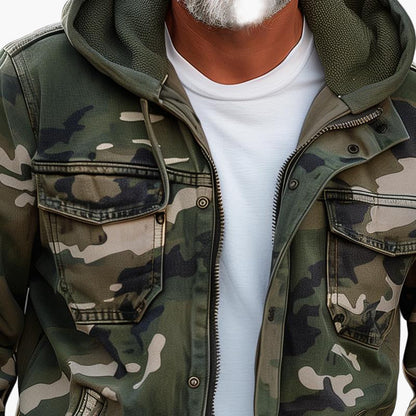 Men's Cargo Style Camouflage Hoodie Jacket – Ideal for Outdoors and City Use