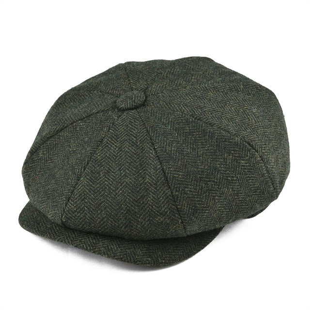 Gorra gavroche gris con estampado de chevrones - Estilo retro clásico