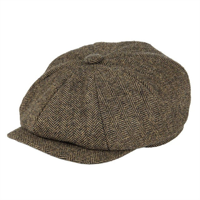 Gorra gavroche gris con estampado de chevrones - Estilo retro clásico