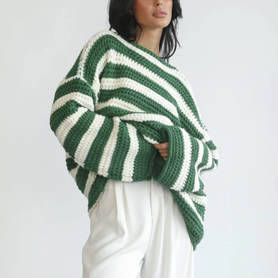 Women's Relaxed-Fit Striped Knit Sweater
