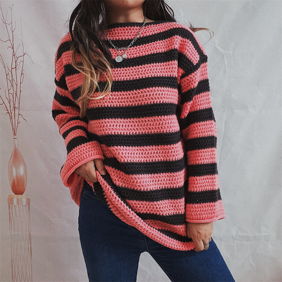 Women's Relaxed-Fit Striped Knit Sweater