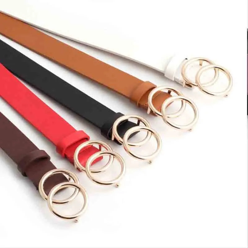Verstelbare damesriem met dubbele ring en lederlook