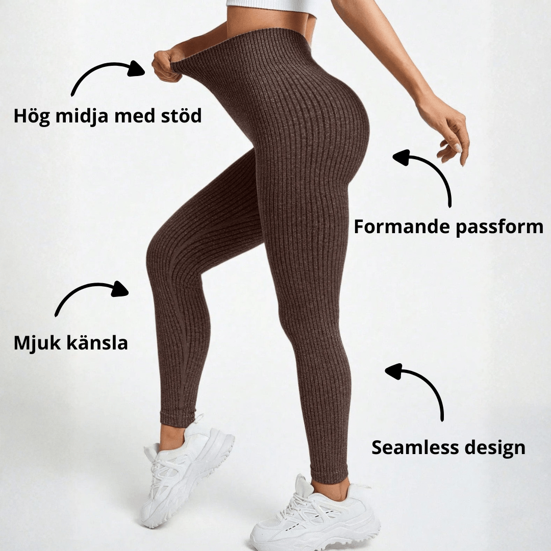 Legging Femme Taille Haute Sans Couture Style Côtelé Pour Fitness et Quotidien