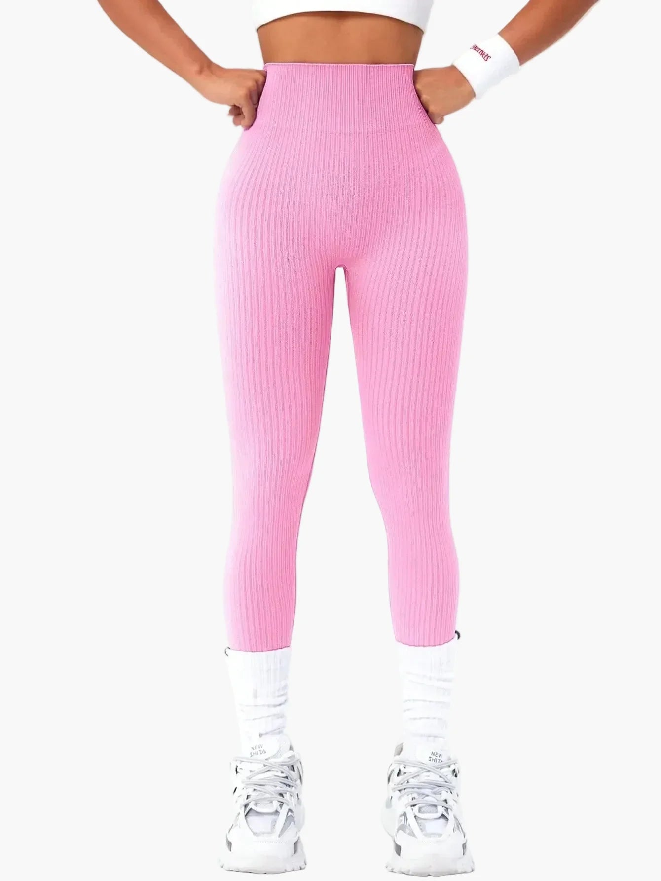 Legging Femme Taille Haute Sans Couture Style Côtelé Pour Fitness et Quotidien