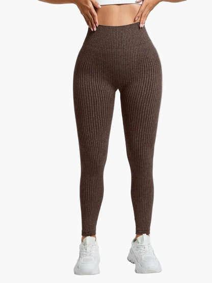 Legging Femme Taille Haute Sans Couture Style Côtelé Pour Fitness et Quotidien