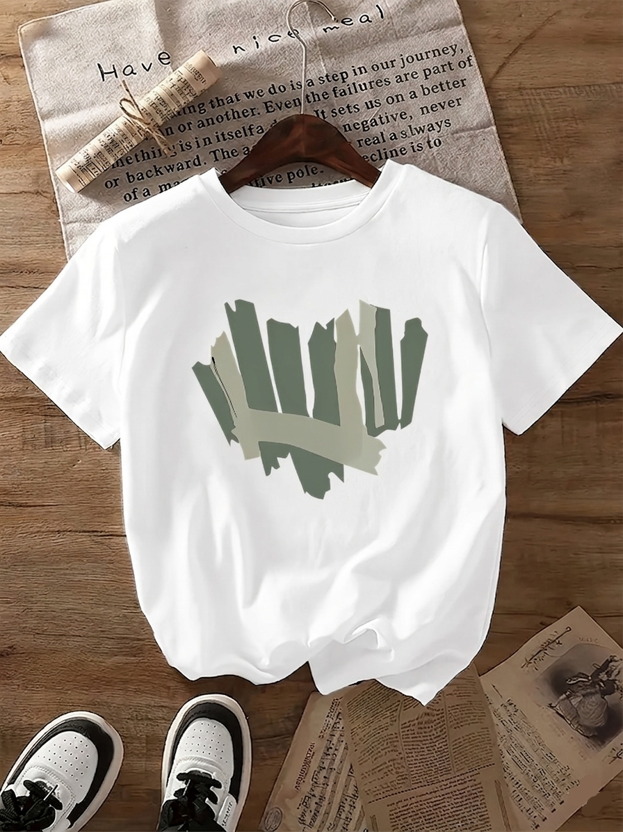 T-shirt grafica donna stile casual motivo geometrico – ideale per l'estate