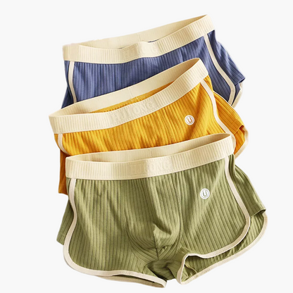 Lot de 3 boxers courts côtelés style rétro pour femme - Confort sport et quotidien